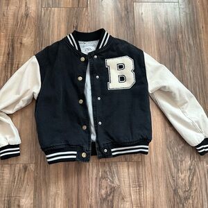 Zara Kids Black and White Varsity Jacket